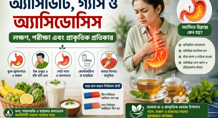 বুক জ্বালাপোড়া, অ্যাসিড রিফ্লাক্স ও গ্যাসের সমস্যা সম্পর্কে সচেতনতামূলক ছবি