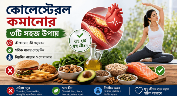 কোলেস্টেরল কমানোর ৩টি উপায়, স্বাস্থ্যকর খাবার ও ব্যায়াম