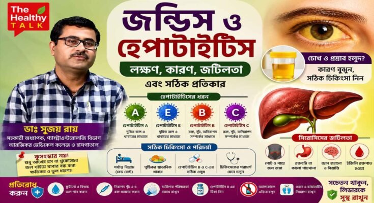 জন্ডিস ও হেপাটাইটিসে চোখ হলুদ হওয়া, লিভারের স্বাস্থ্য এবং চিকিৎসা সচেতনতার প্রতীকী ছবি