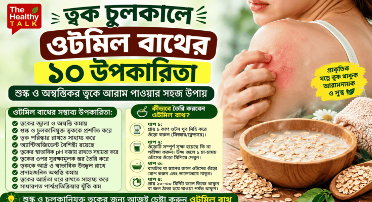 চুলকানি ও শুষ্ক ত্বকের যত্নে ওটমিল বাথ ব্যবহারের প্রতীকী ছবি