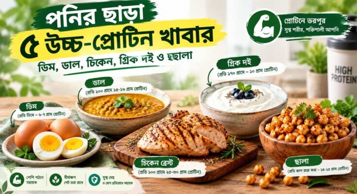 পনির ছাড়া ডিম, ডাল, চিকেন, গ্রিক দই ও ছোলার মতো উচ্চ-প্রোটিন খাবার