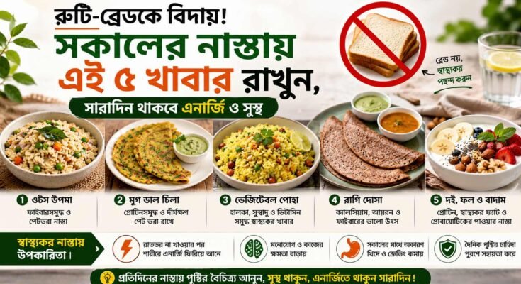 ব্রেডের পরিবর্তে ওটস উপমা, মুগ ডাল চিলা, ভেজিটেবল পোহা, রাগি দোসা ও দই-ফল-বাদামের স্বাস্থ্যকর নাস্তা