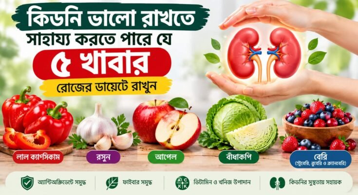 কিডনি ভালো রাখতে সাহায্য করতে পারে এমন ৫টি খাবার—লাল ক্যাপসিকাম, রসুন, আপেল, বাঁধাকপি ও বেরি