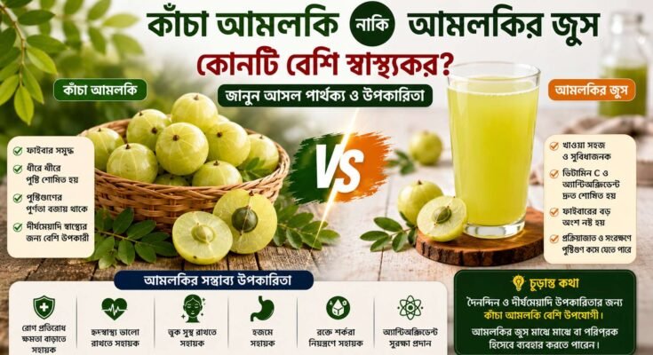 কাঁচা আমলকি ও আমলকির জুসের পুষ্টিগুণ ও স্বাস্থ্য উপকারিতার তুলনা