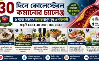 কোলেস্টেরল কমাতে দ্রবণীয় ফাইবার স্বাস্থ্যকর ফ্যাট হাঁটা উদ্ভিজ্জ প্রোটিন ওমেগা-৩ এবং কম চিনি